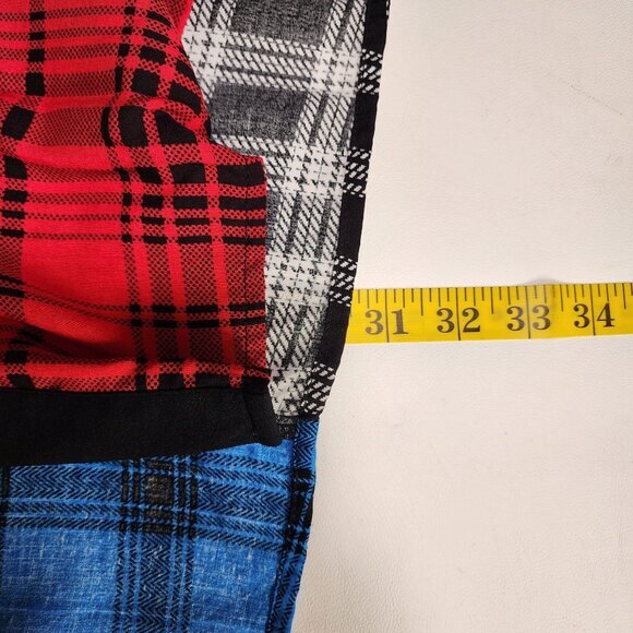 Calessa Plaid Embroidered Top Womens Plus 2X Colorblock Black Floral Long Sleeve - Picture 8 of 12